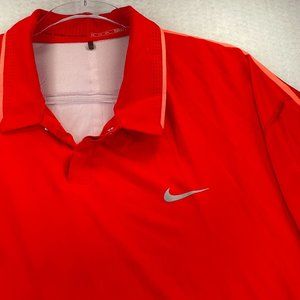 NIKE Mens XXL Red Ombre Tiger Woods Golf Performance Shirt Dri Fit Short Sleeve